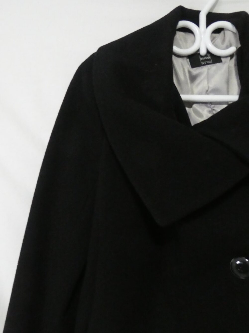 IKE BEHAR Black Wool Blend Shawl Portrait Collar Winter Overcoat Size 6 - Picture 4 of 16